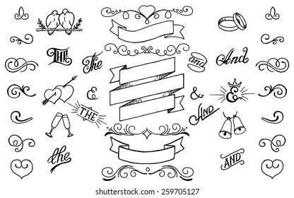 Wedding Card Design Elements Classic Marriage Couples Sketch-vector  Heart-free Vector Free Download