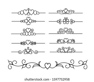 Hand drawing decorative border set