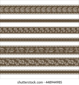 Hand drawing decorative floral and herbs silhouette seamless line pattern on white background. Vector illustration