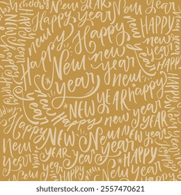 Hand drawing decorative happy new year pattern greeting card vector 