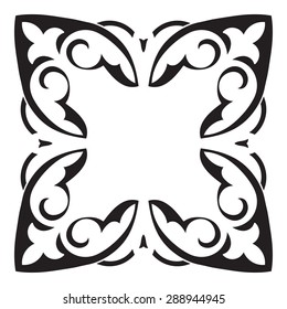 Hand drawing decorative tile frame.  Italian majolica style Black and white. Vector illustration. The best for your design, textiles, posters, tattoos, corporate identity