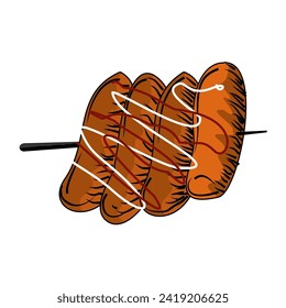 Hand Drawing delicious grill Sausage 