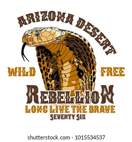 Hand drawing desert snake, wild free t-shirt design 1