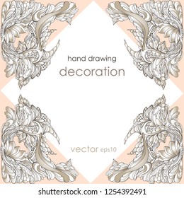hand drawing design of postcard, invitation or cover, with space for txt, template, vector eps 10