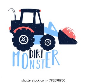 Hand drawing digger print design with slogan. Vector illustration design for fashion fabrics, textile graphics, prints.