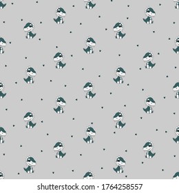 Hand drawing of dinosaur. Seamless vector.