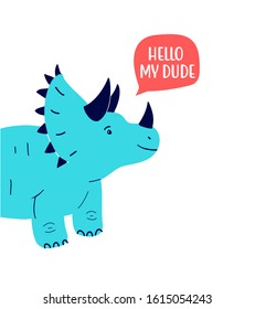 Hand drawing dinosaur vector print design.