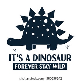 Hand drawing dinosaur vector print design.	