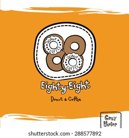 Hand drawing donut top view logo vector.