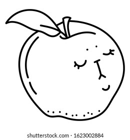 Hand drawing doodle apple; fruity vector illustration for stickers, posters, seasonal design.