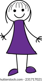 Hand Drawing Doodle Cartoon character Happy. Stick Figure Happy Jumping Celebrating