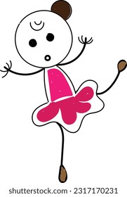 Hand Drawing Doodle Cartoon character Happy. Stick Figure Happy Jumping Celebrating