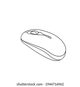 Hand Drawing Doodle Computer Mouse Illustration Contour Line Minimalism Symbol