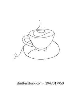 hand drawing doodle cup of coffee illustration in single line concept
