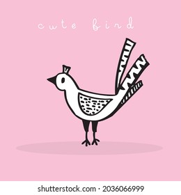 Hand drawing doodle cute bird vector illustration for t-shirt ,card, poster design for kids. Vector illustration design for fashion fabrics, textile graphics, prints, Cute bird cartoon,cute animal
