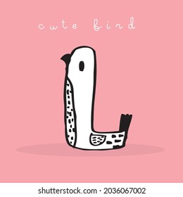 Hand drawing doodle cute bird vector illustration for t-shirt ,card, poster design for kids. Vector illustration design for fashion fabrics, textile graphics, prints, Cute bird cartoon,cute animal
