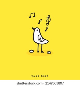 Hand drawing doodle cute bird vector illustration for t-shirt ,card, poster design for kids. Vector illustration design for fashion fabrics, textile graphics, prints, Cute bird cartoon,cute animal