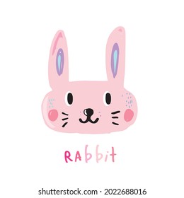 Hand drawing doodle cute Bunny, rabbit vector illustration for t-shirt ,card, poster design for kids. Vector illustration design for fashion fabrics, textile graphics, prints, rabbit cartoon 