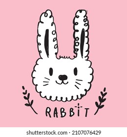 Hand drawing doodle cute Bunny, rabbit vector illustration for t-shirt ,card, poster design for kids. Vector illustration design for fashion fabrics, textile graphics, prints, rabbit cartoon,Hand draw