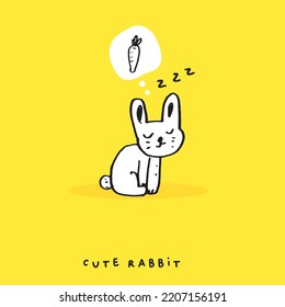 Hand drawing doodle cute Bunny, rabbit vector illustration for t-shirt ,card, poster design for kids. Vector illustration design for fashion fabrics, textile graphics, prints, rabbit cartoon,Hand draw