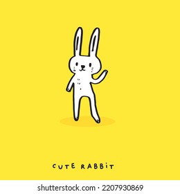 Hand drawing doodle cute Bunny, rabbit vector illustration for t-shirt ,card, poster design for kids. Vector illustration design for fashion fabrics, prints, rabbit cartoon, cute animal