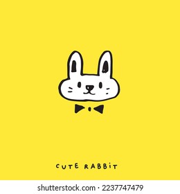 Hand drawing doodle cute Bunny, rabbit vector illustration for t-shirt ,card, poster design for kids. Vector illustration design for fashion fabrics, textile graphics, prints, rabbit cartoon,Hand draw