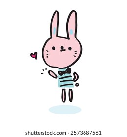 Hand drawing doodle cute Bunny, rabbit vector illustration