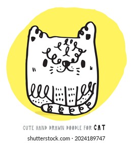 Hand drawing doodle cute cat vector illustration for t-shirt ,card, poster design for kids. Vector illustration design for fashion fabrics, textile graphics, prints, Cute cat cartoon, cute animal