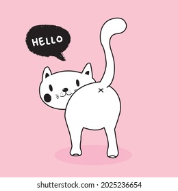 Hand drawing doodle cute cat vector illustration for t-shirt ,card, poster design for kids. Vector illustration design for fashion fabrics, textile graphics, prints, Cute cat cartoon
