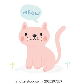 Hand drawing doodle cute cat vector illustration for t-shirt ,card, poster design for kids. Vector illustration design for fashion fabrics, textile graphics, prints, Cute cat cartoon