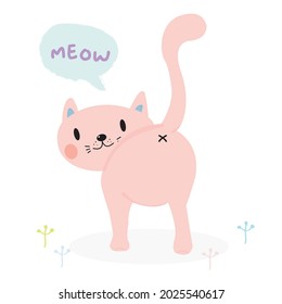 Hand drawing doodle cute cat vector illustration for t-shirt ,card, poster design for kids. Vector illustration design for fashion fabrics, textile graphics, prints, Cute cat cartoon