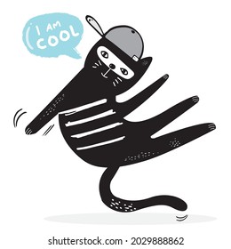 Hand drawing doodle cute cat vector illustration for t-shirt ,card, poster design for kids. Vector illustration design for fashion fabrics, textile graphics, prints, Cute cat cartoon