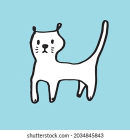 Hand drawing doodle cute cat vector illustration for t-shirt ,card, poster design for kids. Vector illustration design for fashion fabrics, textile graphics, prints, Cute cat cartoon