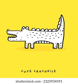 Hand drawing doodle cute crocodile vector illustration for t-shirt design for kids. Vector illustration design for fashion fabrics, textile graphics, prints, Cute alligator