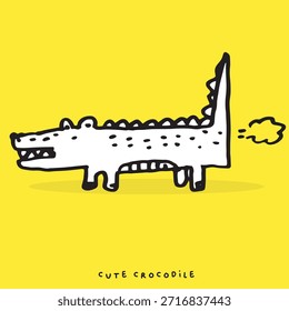 Hand drawing doodle cute crocodile vector illustration for t-shirt design for kids. Vector illustration design for fashion fabrics, textile graphics, prints, Cute alligator