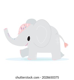 Hand drawing doodle cute elephant vector illustration for t-shirt ,card, poster design for kids. Vector illustration design for fashion fabrics, textile graphics, prints, Cute elephant cartoon