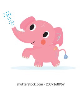 Hand drawing doodle cute elephant vector illustration for t-shirt ,card, poster design for kids. Vector illustration design for fashion fabrics, textile graphics, prints, Cute elephant cartoon