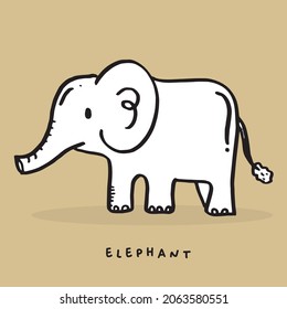 Hand drawing doodle cute elephant vector illustration for t-shirt ,card, poster design for kids. Vector illustration design for fashion fabrics, textile graphics, prints, Cute elephant cartoon
