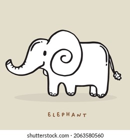 Hand drawing doodle cute elephant vector illustration for t-shirt ,card, poster design for kids. Vector illustration design for fashion fabrics, textile graphics, prints, Cute elephant cartoon