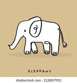 Hand drawing doodle cute elephant vector illustration for t-shirt ,card, poster design for kids. Vector illustration design for fashion fabrics, textile graphics, prints, Cute elephant cartoon