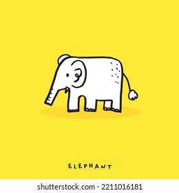 Dibujo manual doodle tierno elefante ilustración vectorial para camiseta, tarjeta, diseño de afiches para niños. Diseño de ilustraciones vectoriales para telas de moda, gráficos textiles, impresiones, dibujos animados de elefantes Cute