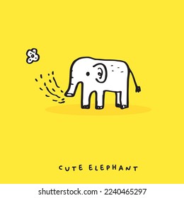 Hand drawing doodle cute elephant vector illustration for t-shirt ,card, poster design for kids. Vector illustration design for fashion fabrics, textile graphics, prints, Cute elephant cartoon