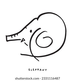 Hand drawing doodle cute elephant vector illustration for t-shirt ,card, poster design for kids. Vector illustration design for fashion fabrics, textile graphics, prints, Cute elephant cartoon