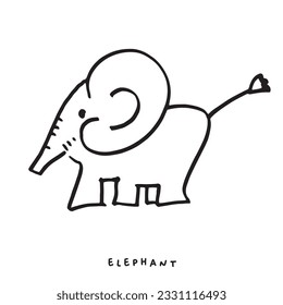Hand drawing doodle cute elephant vector illustration for t-shirt ,card, poster design for kids. Vector illustration design for fashion fabrics, textile graphics, prints, Cute elephant cartoon
