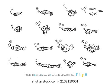 Hand drawing doodle cute fish vector illustration for t-shirt ,card, poster design for kids. Vector illustration design for fashion fabrics, textile graphics, prints, Cute fish cartoon