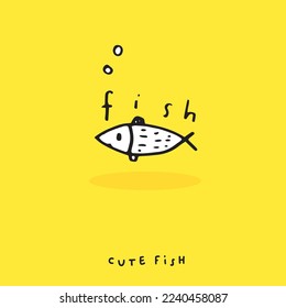 Hand drawing doodle cute fish vector illustration for t-shirt ,card, poster design for kids. Vector illustration design for fashion fabrics, textile graphics, prints, Cute fish cartoon