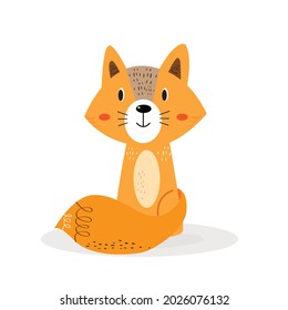 Hand drawing doodle cute fox vector illustration for t-shirt ,card, poster design for kids. Vector illustration design for fashion fabrics, textile graphics, prints, Cute fox cartoon