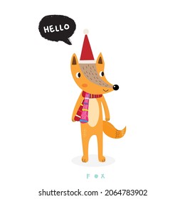Hand drawing doodle cute fox vector illustration for t-shirt ,card, poster design for kids. Vector illustration design for fashion fabrics, textile graphics, prints, Cute fox cartoon
