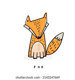 Hand drawing doodle cute fox vector illustration for t-shirt ,card, poster design for kids. Vector illustration design for fashion fabrics, textile graphics, prints, Cute fox cartoon