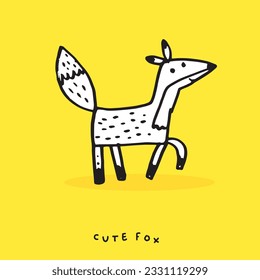 Hand drawing doodle cute fox vector illustration for t-shirt ,card, poster design for kids. Vector illustration design for fashion fabrics, textile graphics, prints, Cute fox cartoon